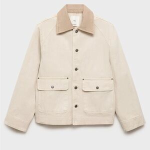 DENIM BARN JACKET WITH CONTRASTING COLLAR